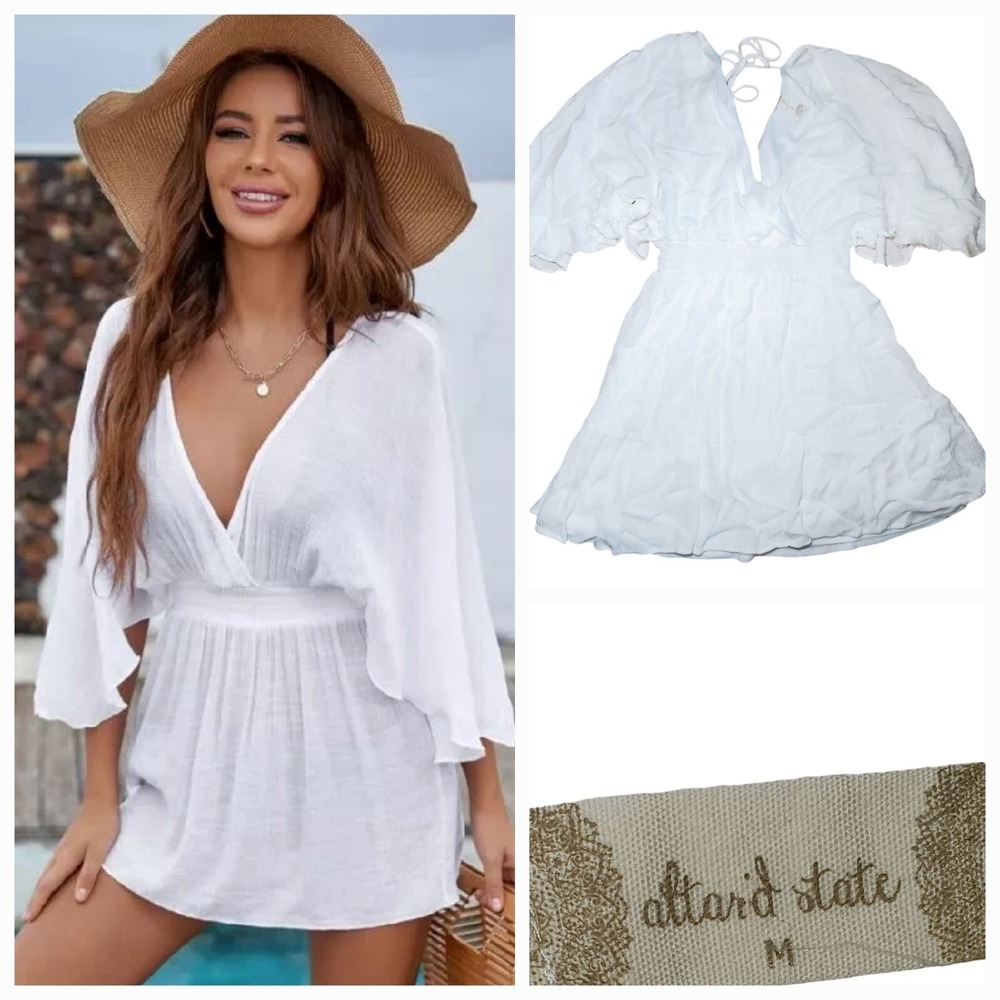 Altar'd State Batwing Ruffle Draped Tunic Shirt Size M Anthropologie Style Event